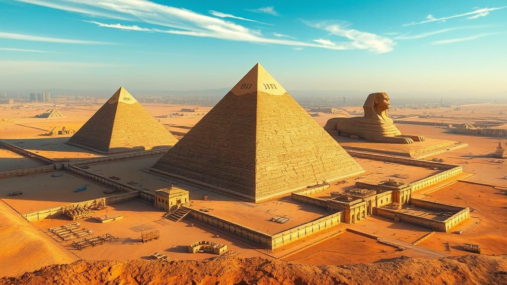 Giza Pyramids Aerial View in Photorealistic Style