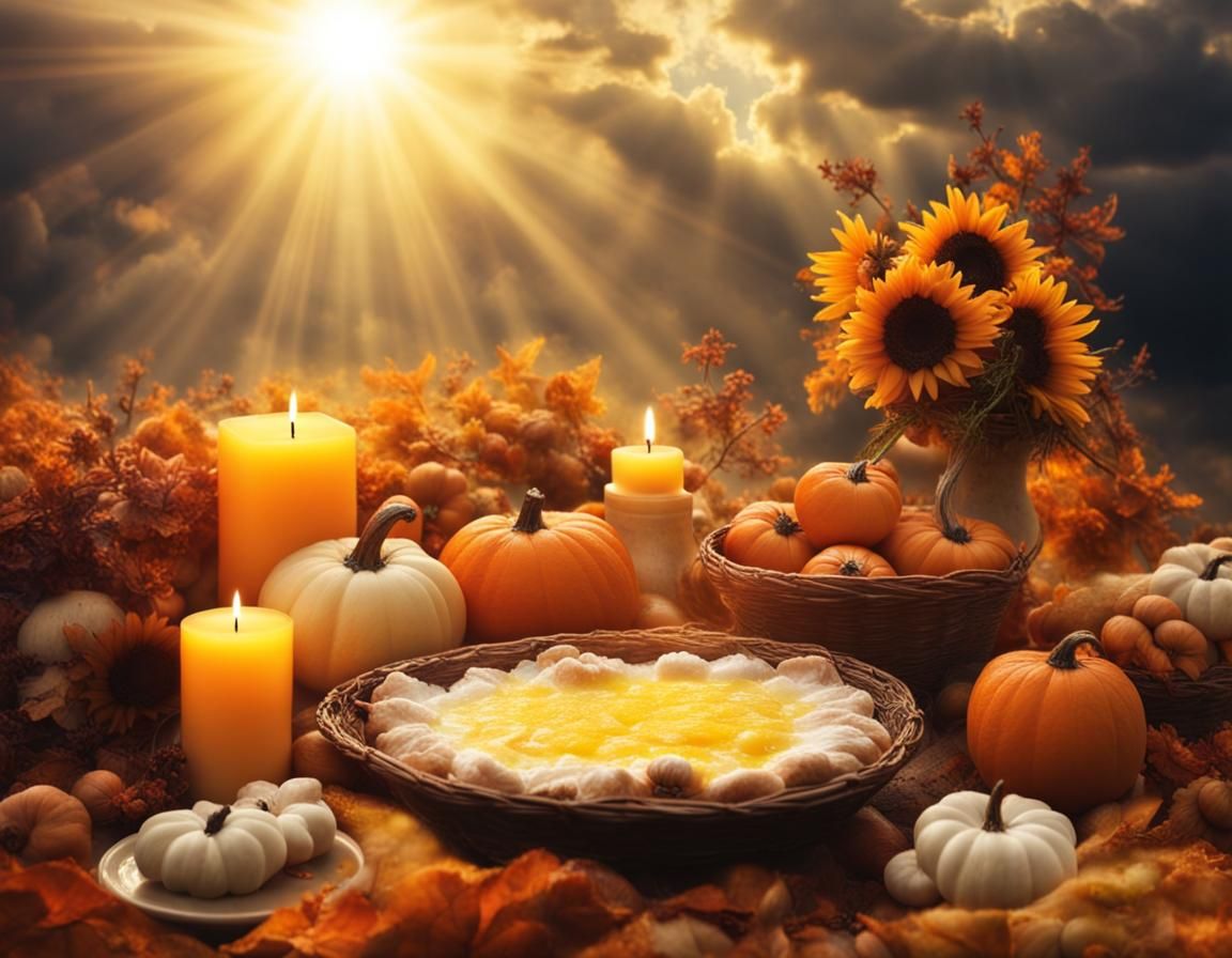 Divine Samhain Feast in Soft Heavenly Light