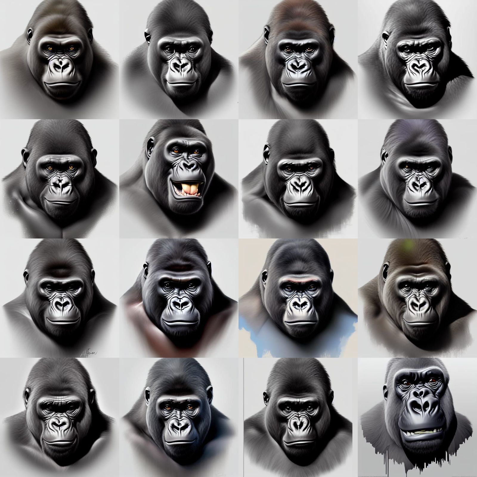 Smiling Gorilla Portrait in Hyperdetailed Digital Art