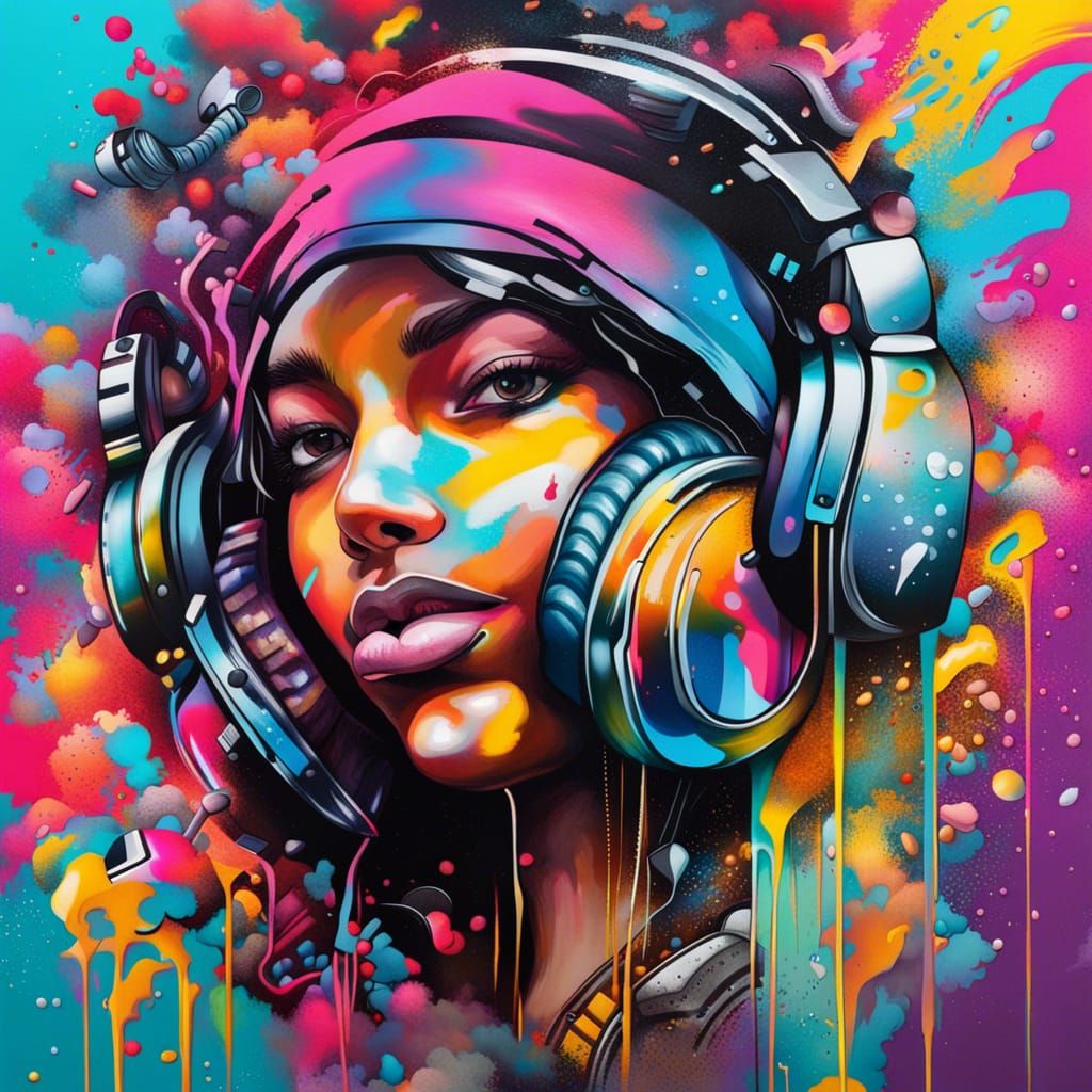 Colorful Graffiti Street Art with Splash Effects