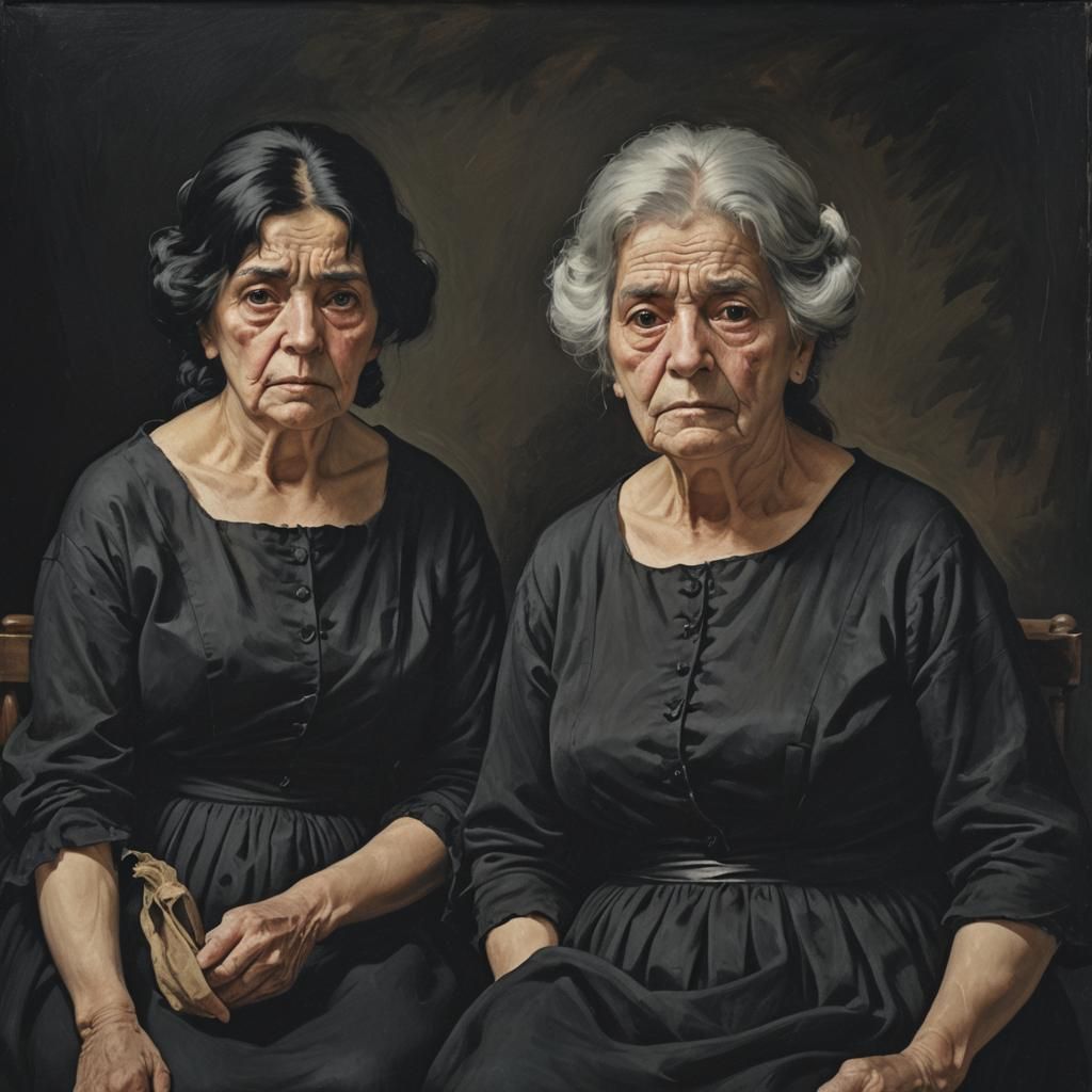 Two Sad Women in the Style of Goya