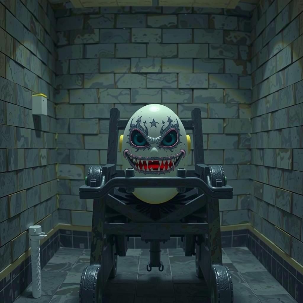 Gothic Egg in Electric Chair: Dark Digital Art