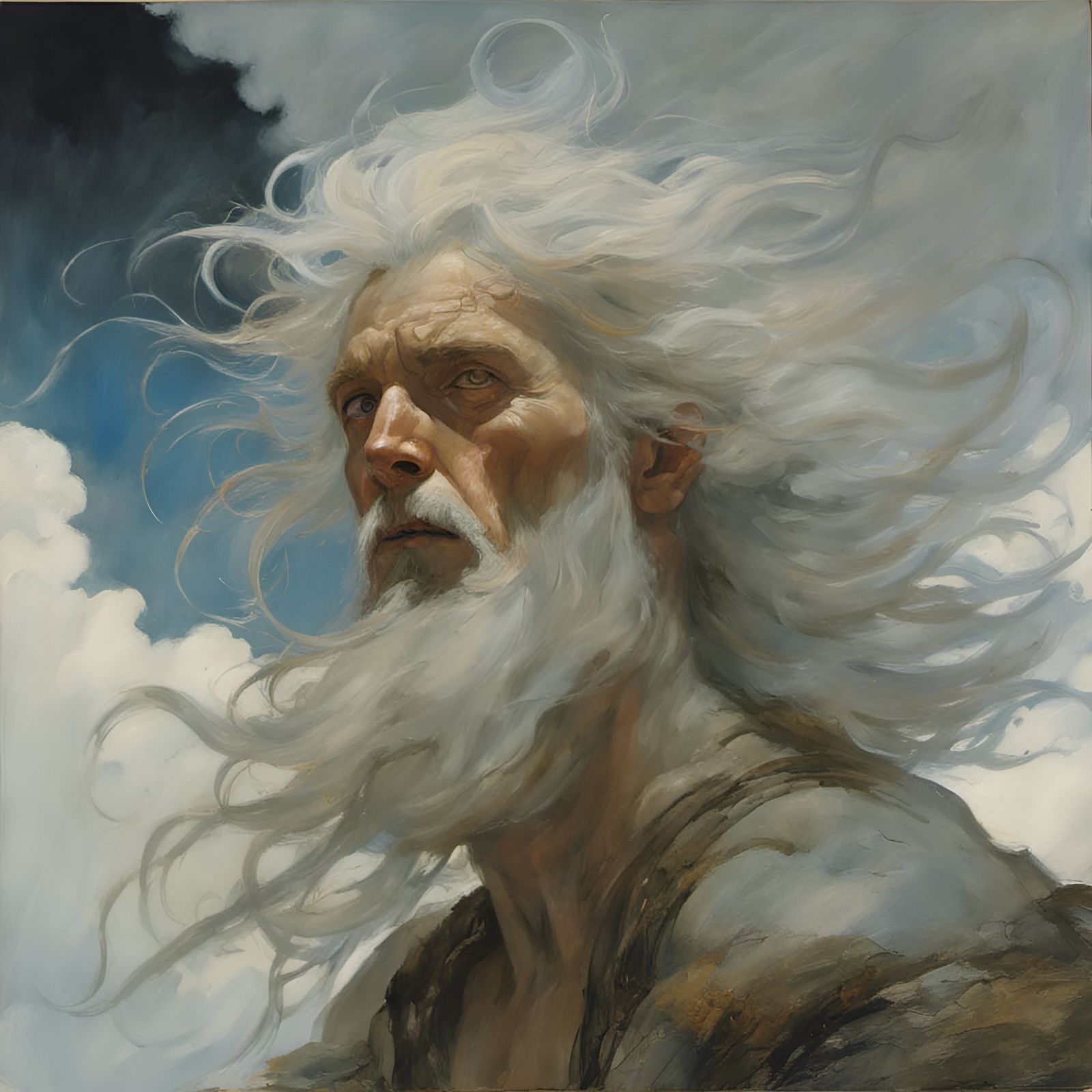 Ethereal Tornado God Portrait in Dark Fantasy Style
