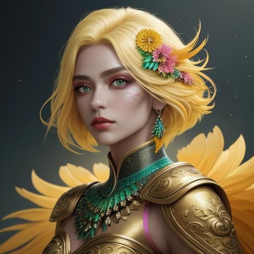 Stunning Dragon Peacock Woman in Hyperrealistic Splash Art