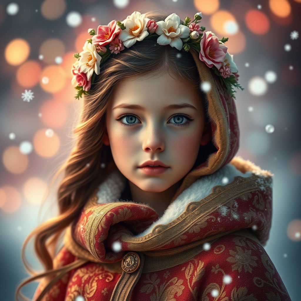 Enchanting Christmas Flower Girl Portrait
