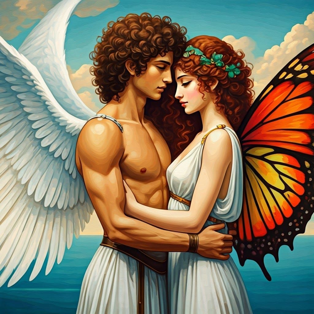Winged Lovers in Ancient Greek Attire