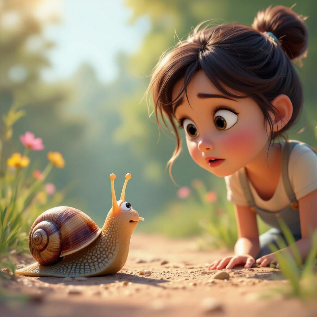 Snail Meets Girl: Pixar-Style 3D Animation