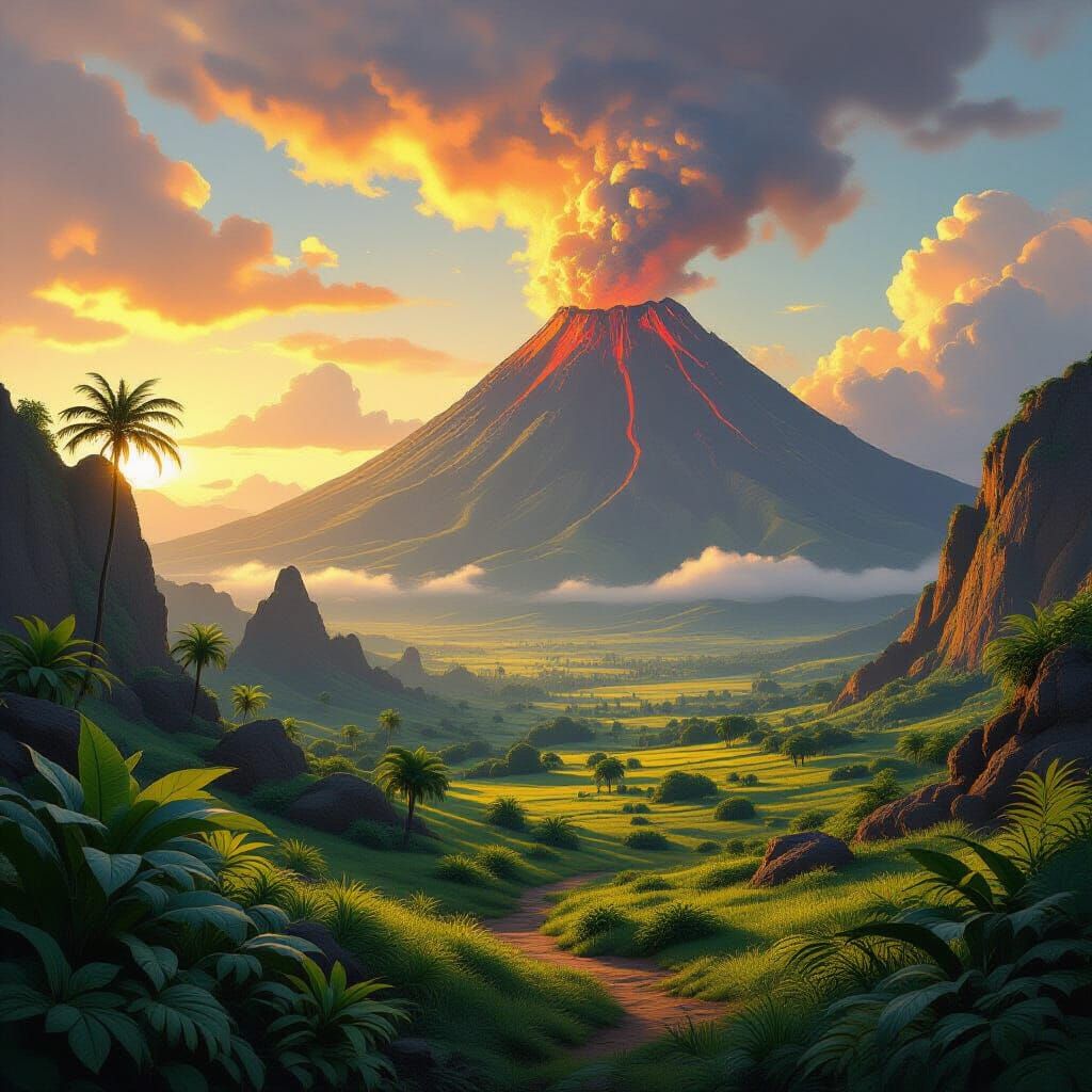 Epic Prehistoric Landscape Inspired by Visionary Art