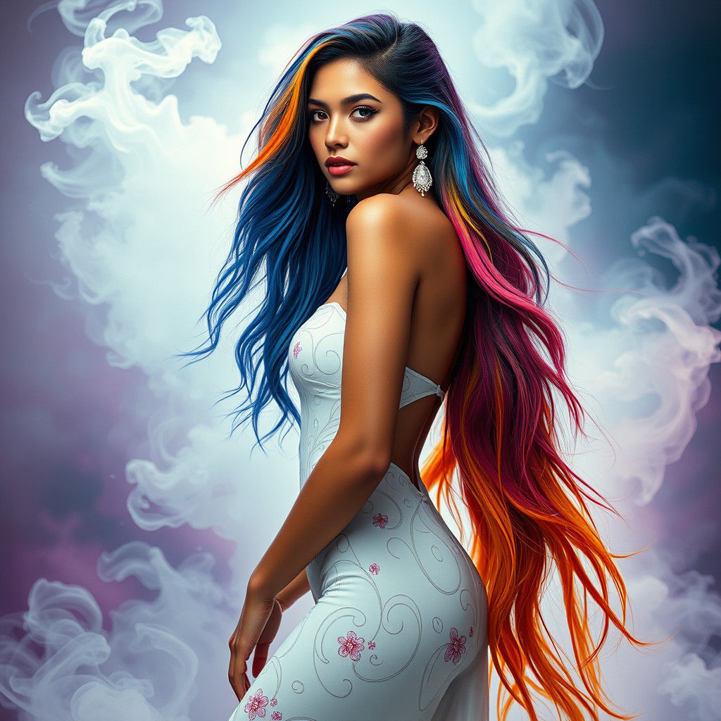 Avant-Garde Portrait of a Woman with Colorful Hair