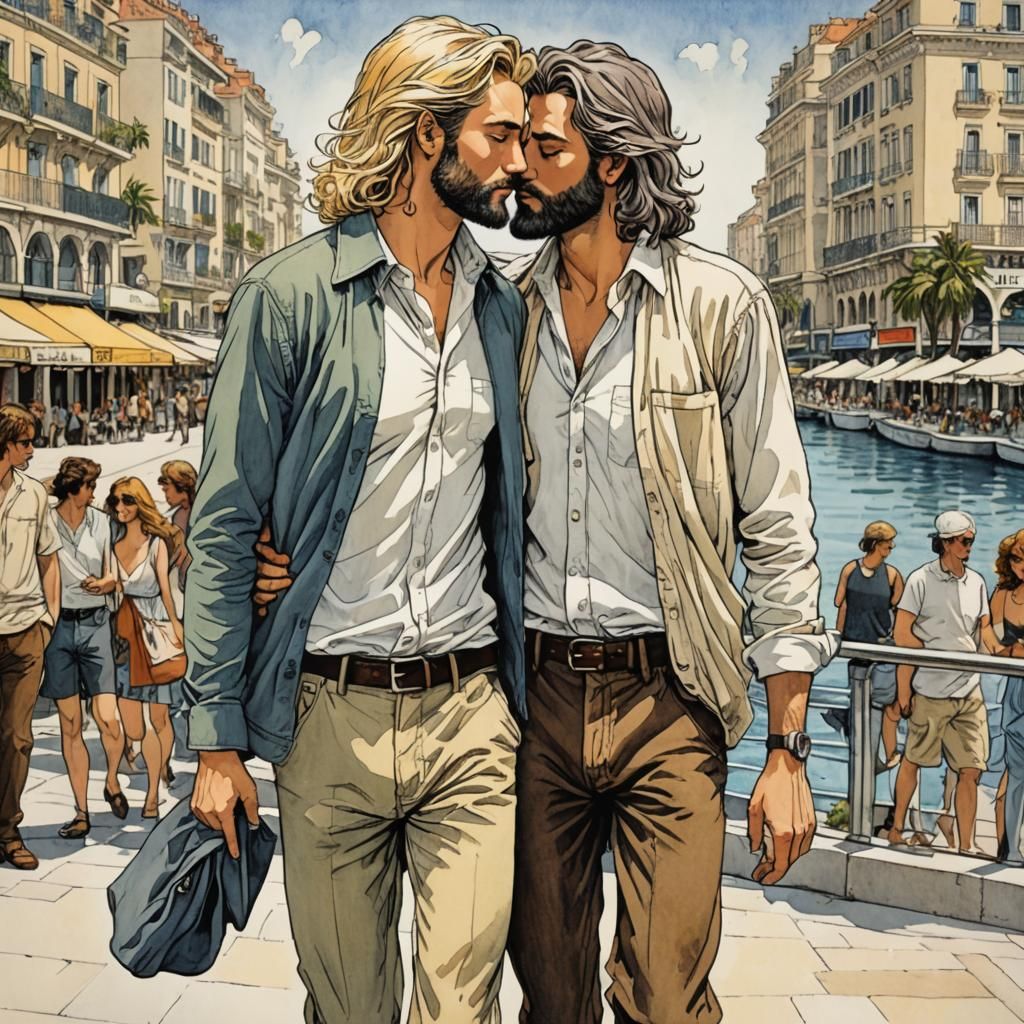 Romantic Couple Embracing on Promenade des Anglais