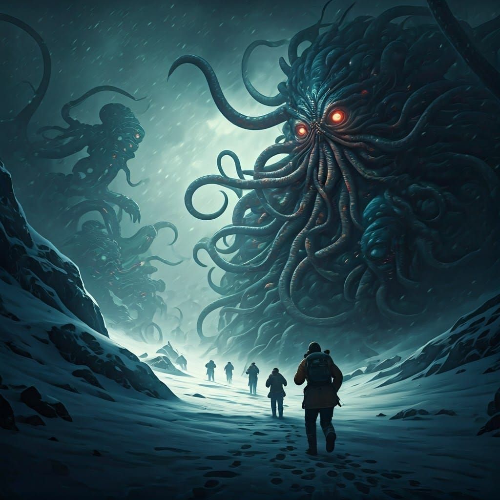 Gargantuan Shoggoth Eldritch Horrors Pursue Fleeing Explorer...