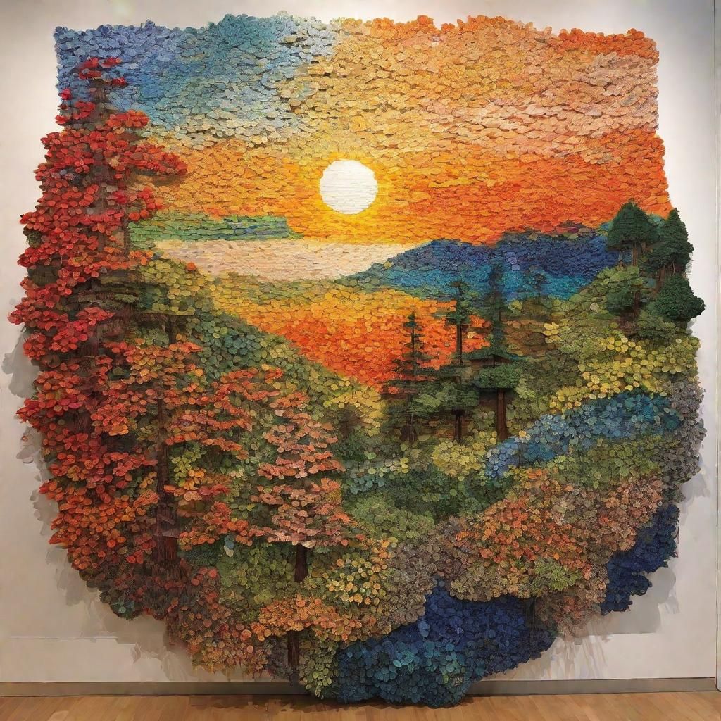 Fantasy Landscape at Sunset in Woven Style