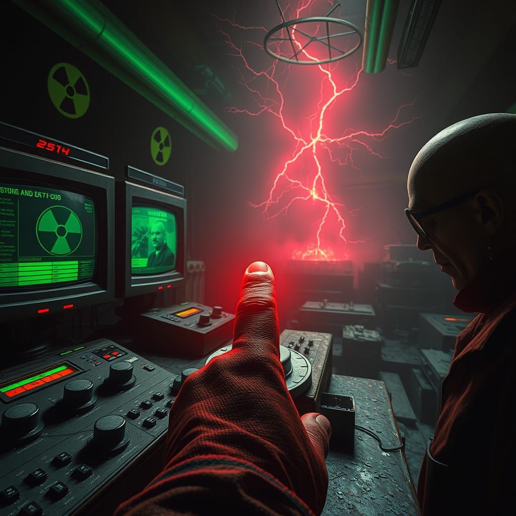 A Lonely Finger Hovers Over a Glowing Red Button in a Haunti...