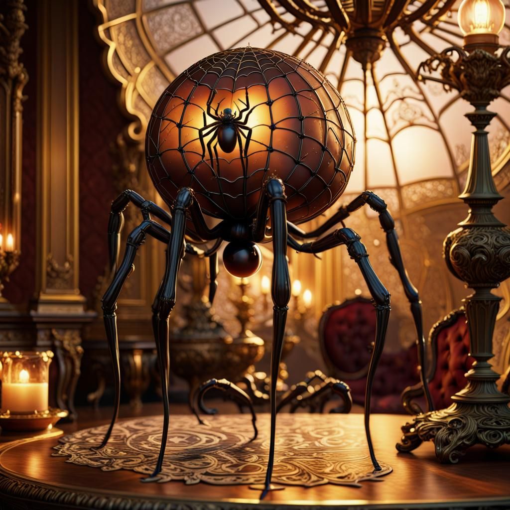 Majestic Spider Lamp in Biomechanical Style