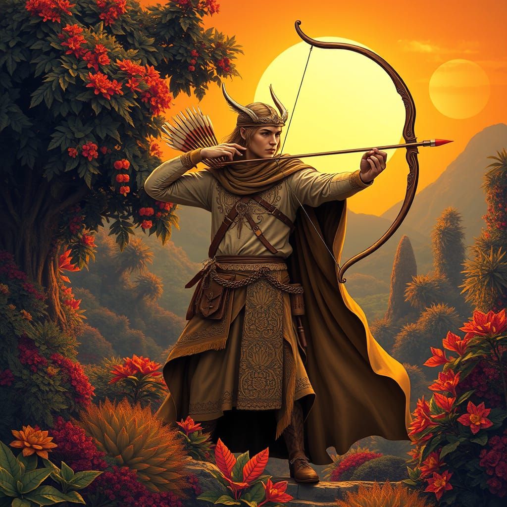 Majestic Sagittarius Archer in Cosmic Sunset
