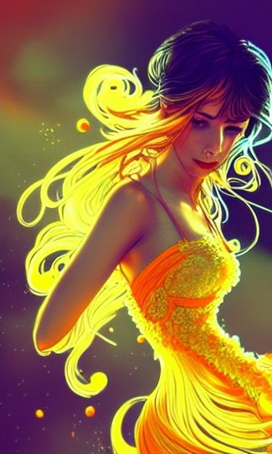 Bewitched Goddess in Light Yellow and Orange