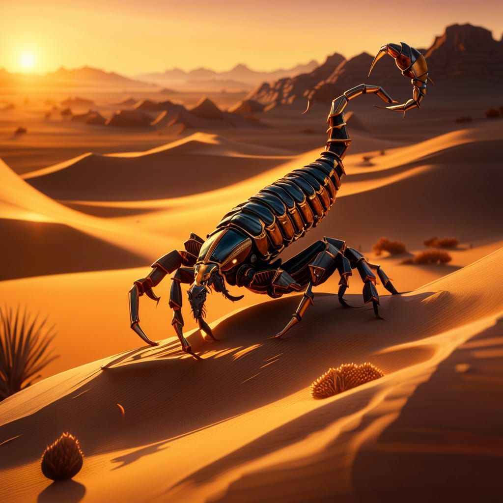 Desert Scorpion in Golden Hour: Concept Art