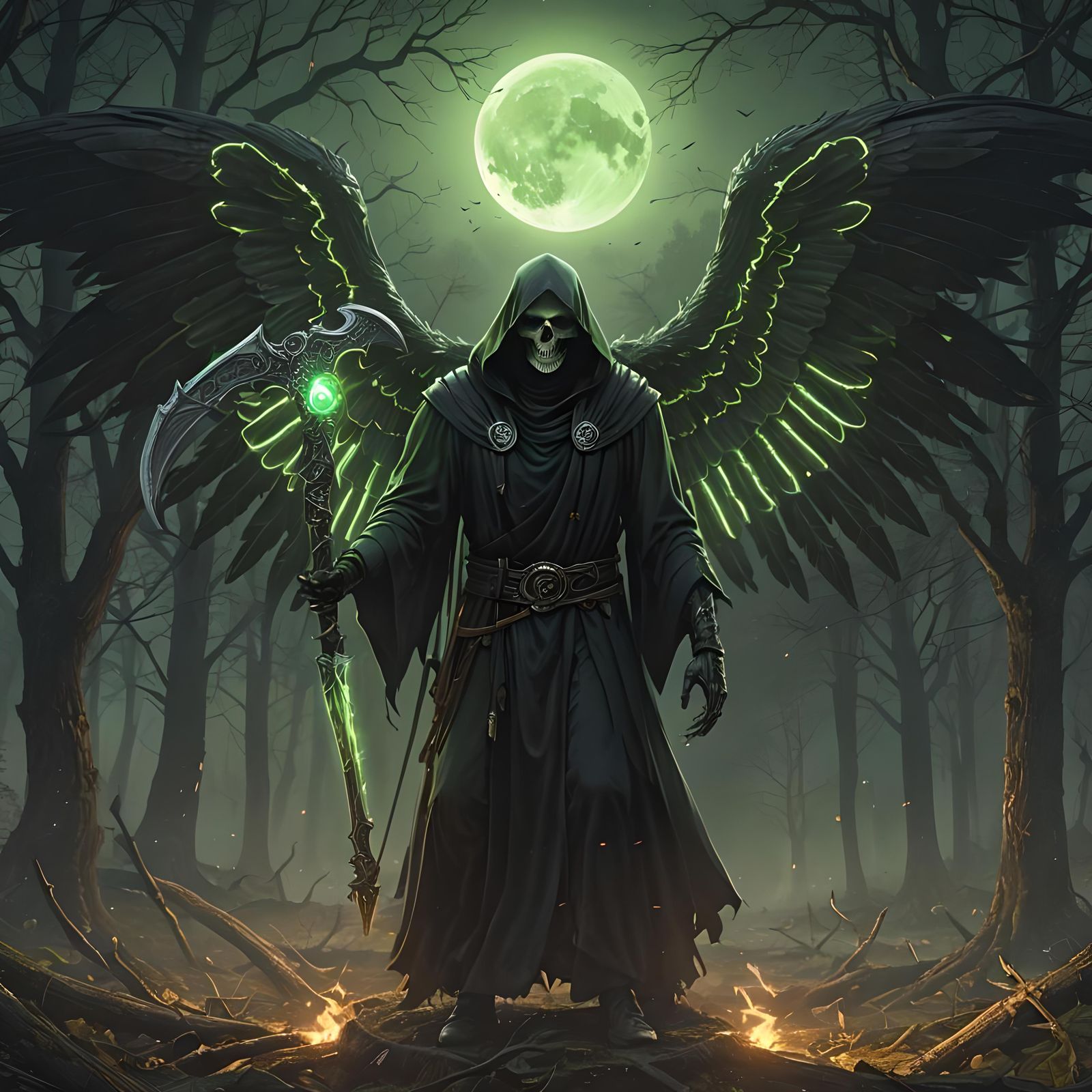 Grim Reaper with Scythe in Dark Fantasy Style