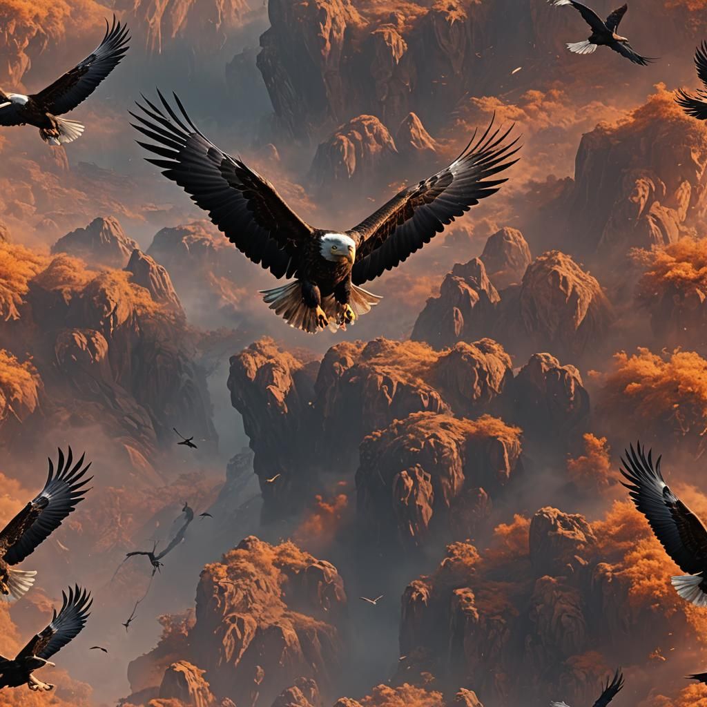 Majestic Eagle in Flight: Dramatic Digital Painting