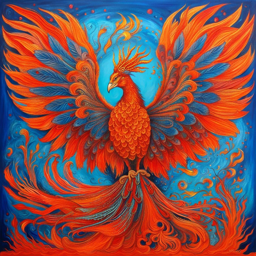 Phoenix Symbolizing Spiritual Illumination in Alchemist Sple...