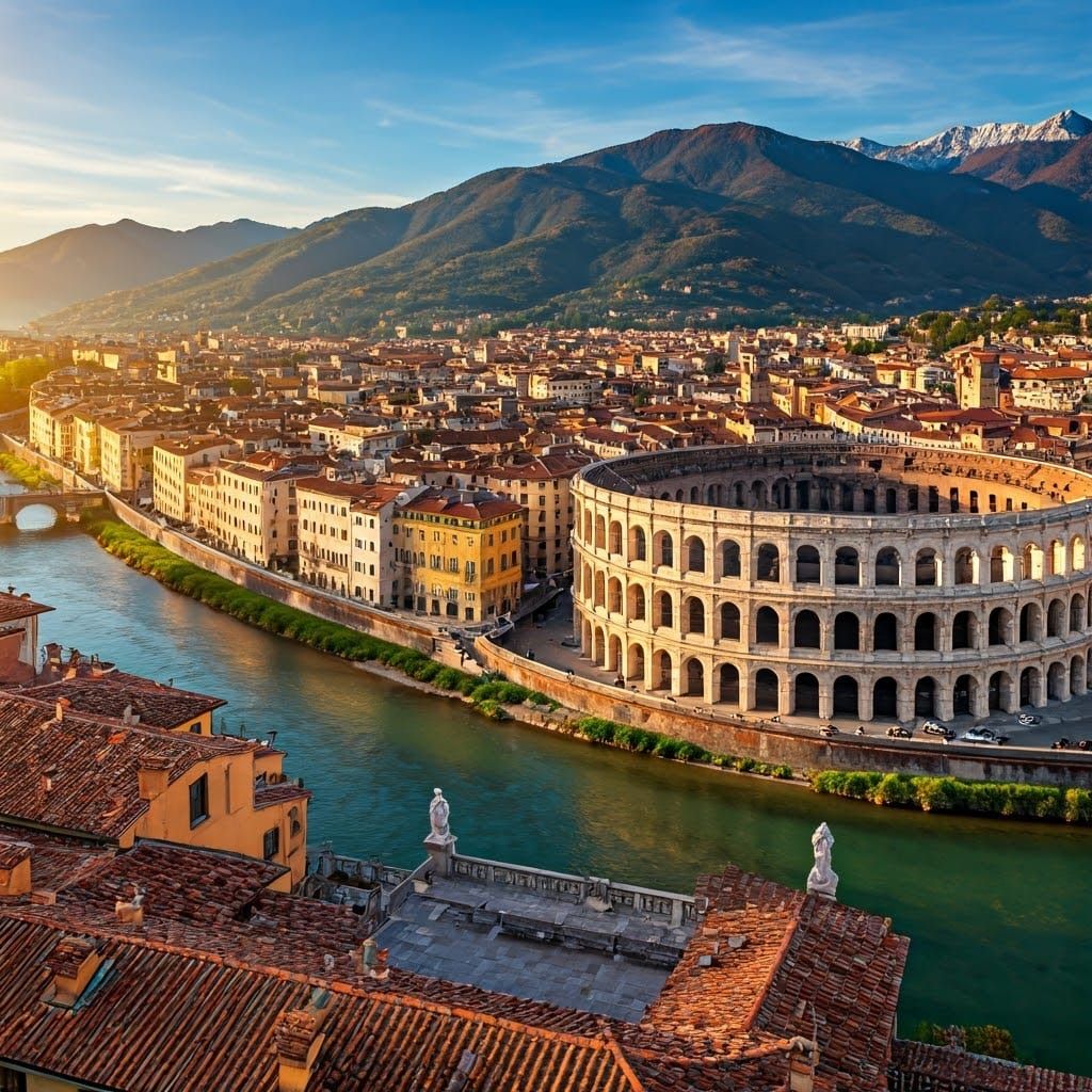 Italian Cityscape with Roman Arena in Classical Style