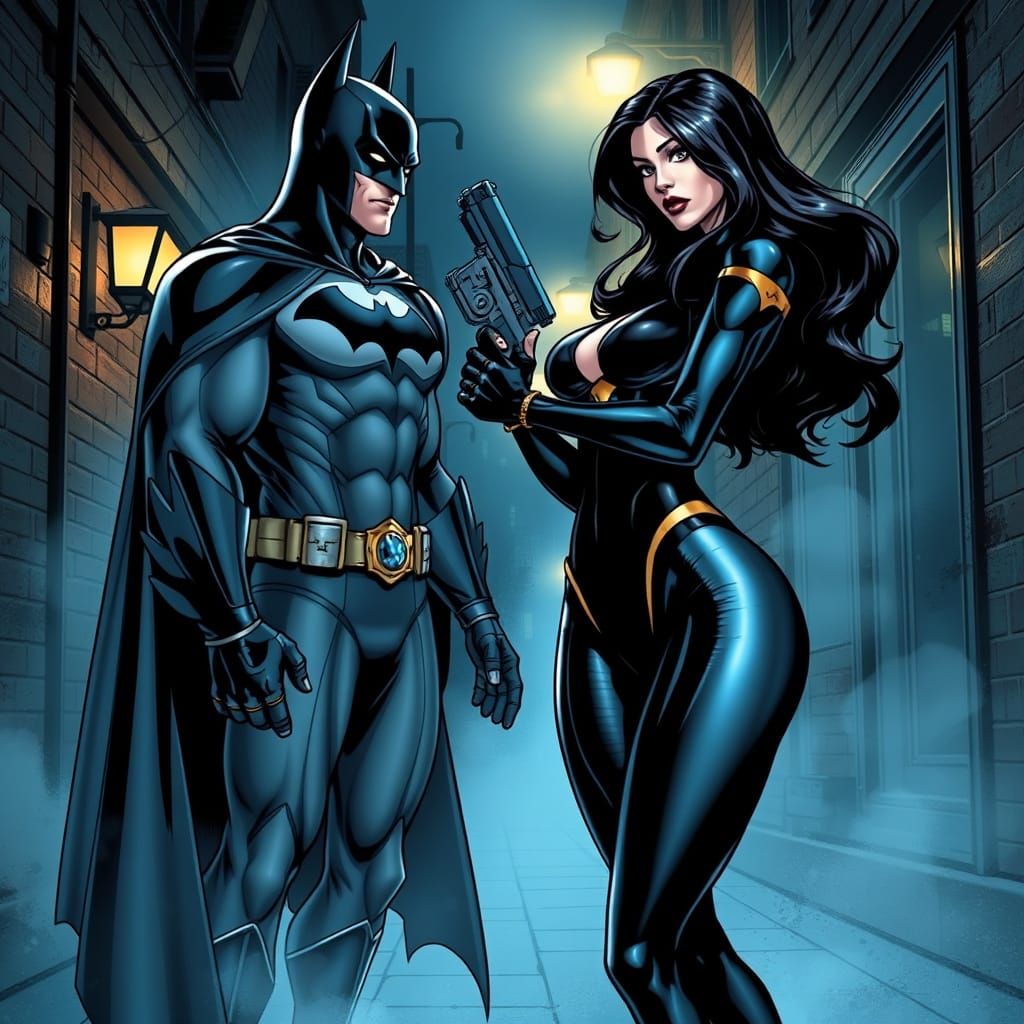 Batman Ensnared by Seductive Female Mr. Freeze in Dark Gotha...