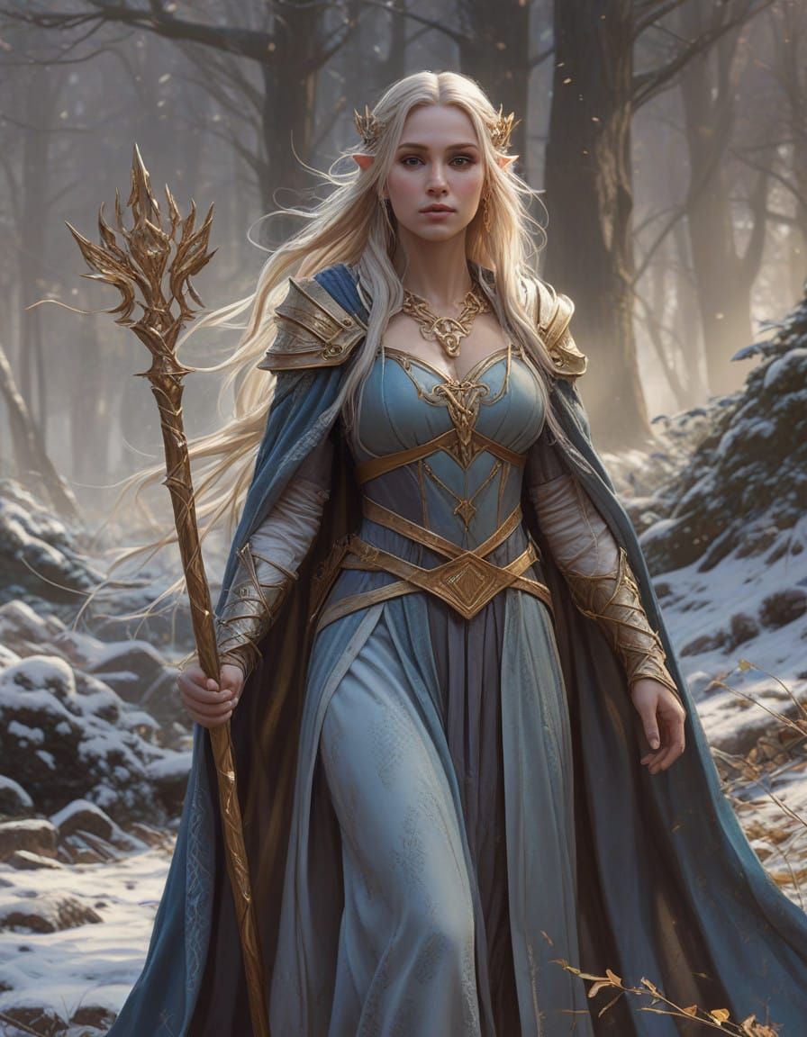 Elegant Elven Queen in Forest Glory