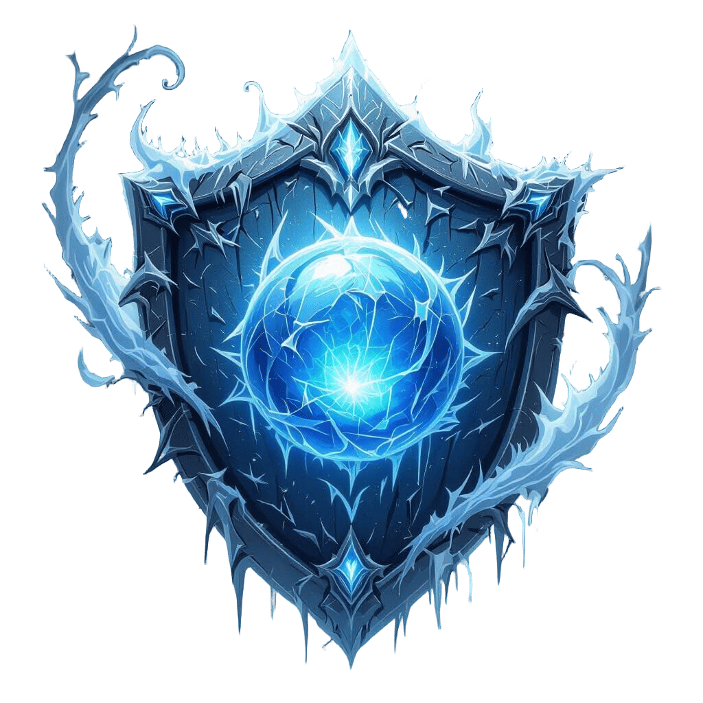 Guild Logo with Shield, Magic Orb, and Ice Effects