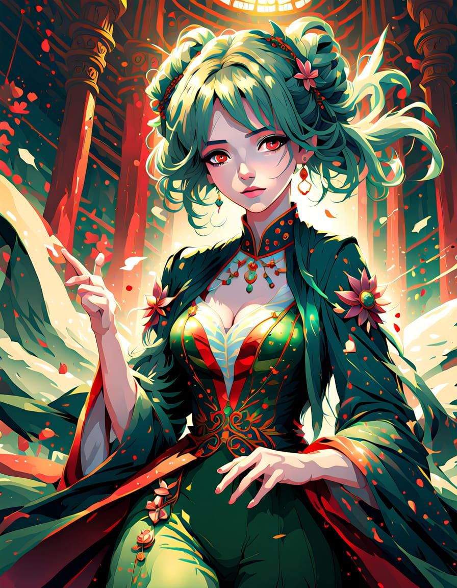 Anime Opera Singer with Green Hair Sings Lullaby