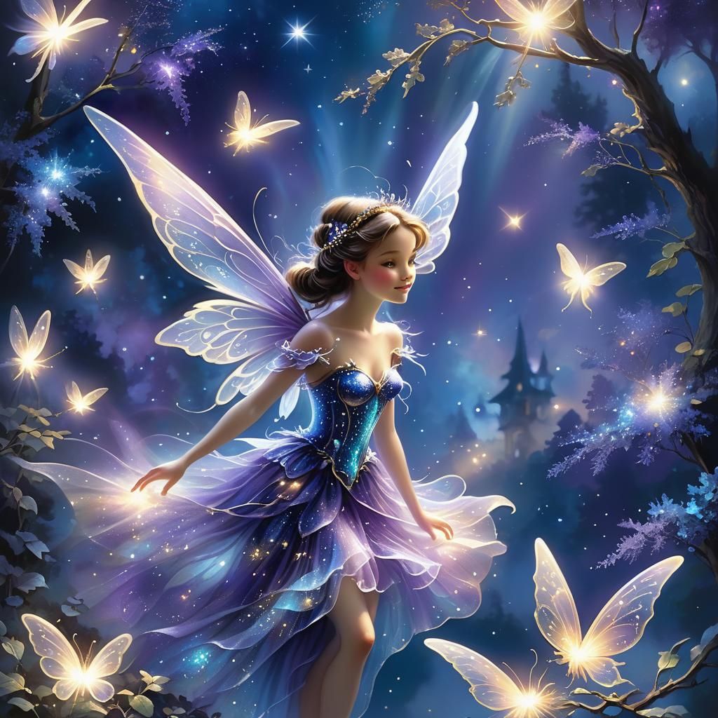 Luminescent Fairy with Starlight Wings