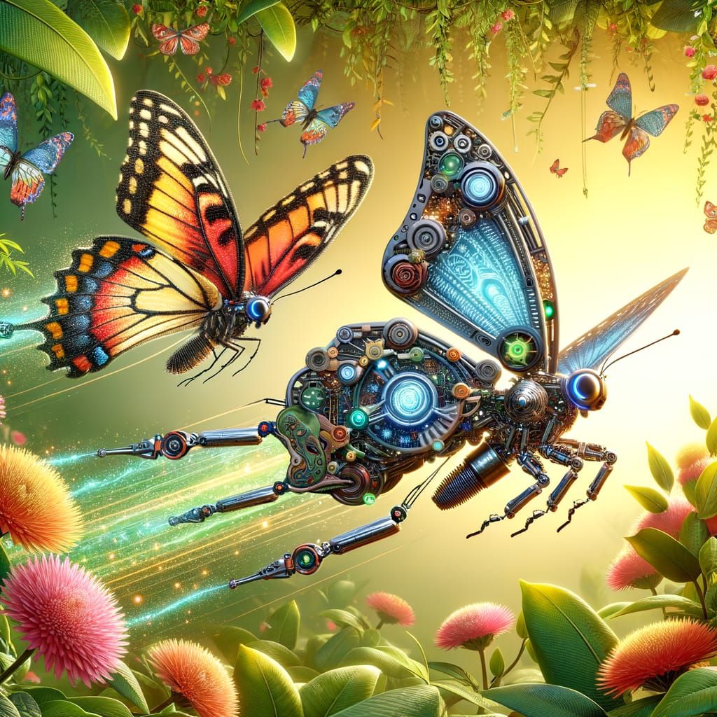 Robot Butterfly Guides Real Butterfly to Safety