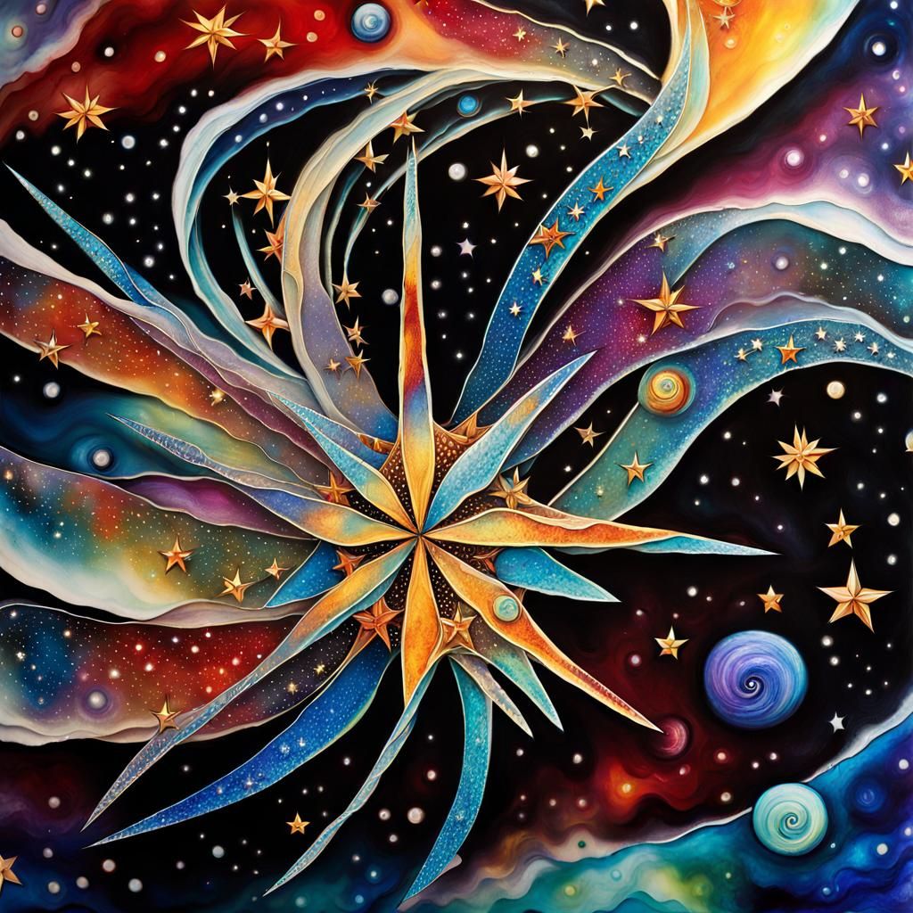 Opalescent Star Field in Alcohol Ink Style