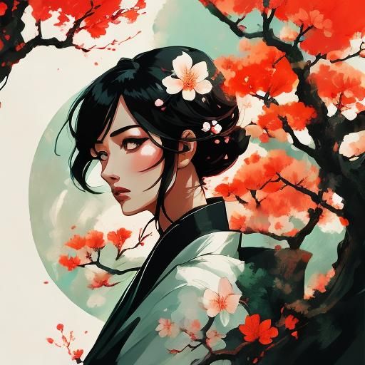 Double Exposure Portrait of Girl with Nature Elements