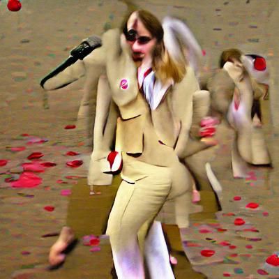 Surreal Beige Suit Made of Dancing Figures