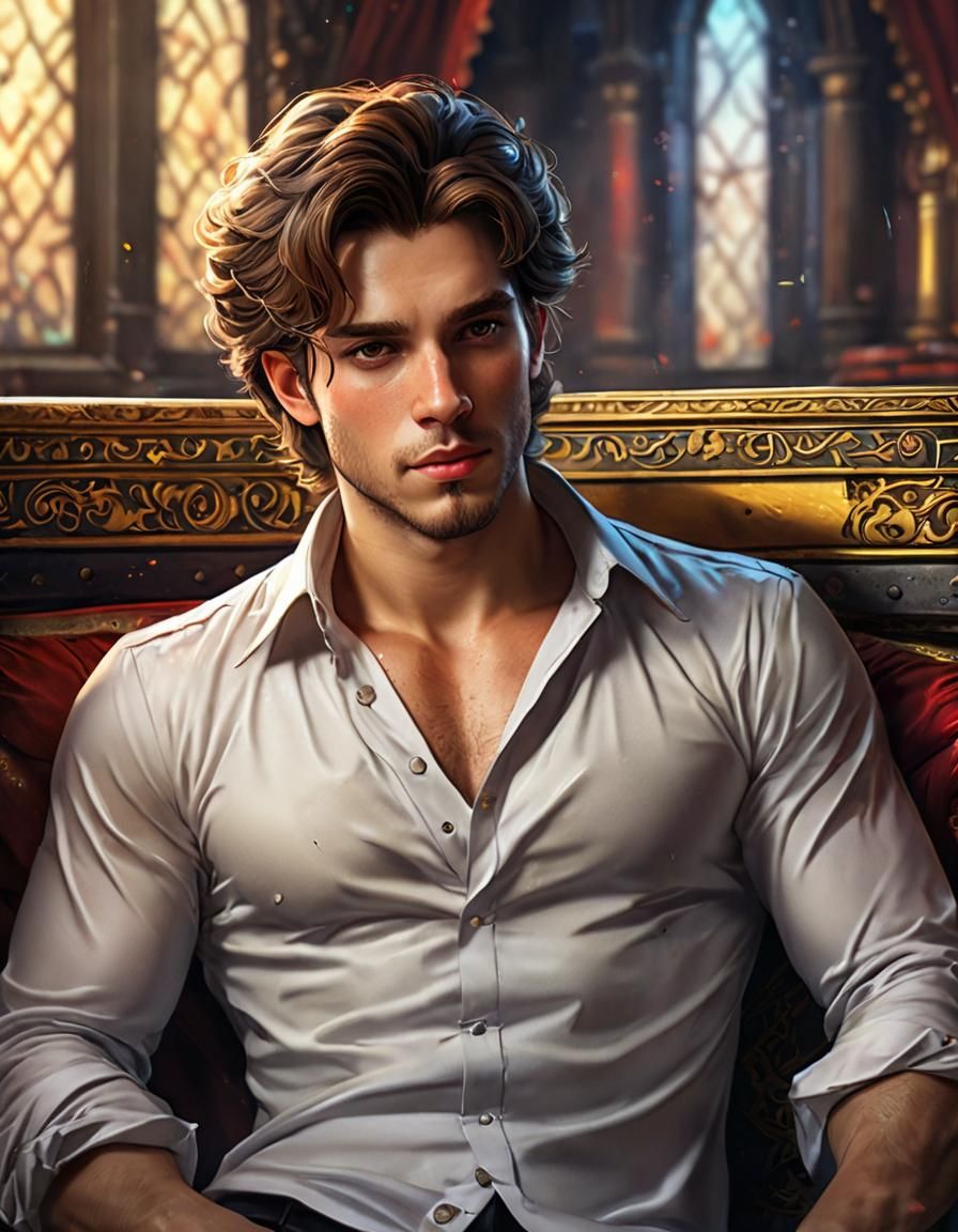 Handsome Prince Portrait in Hyperrealistic Splash Art