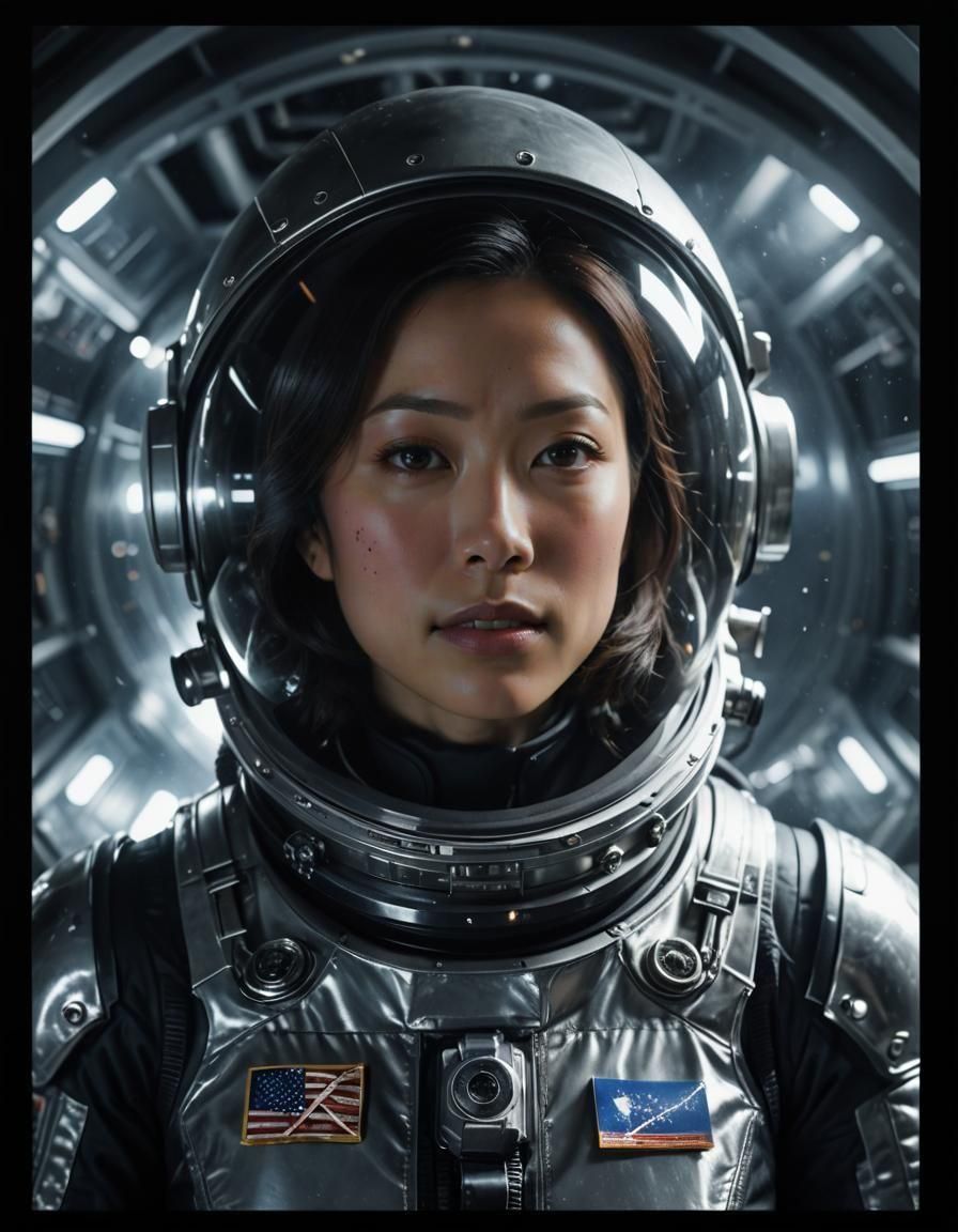 Astronaut Ming-Na Wen in Airlock, Hyperrealistic Concept Art