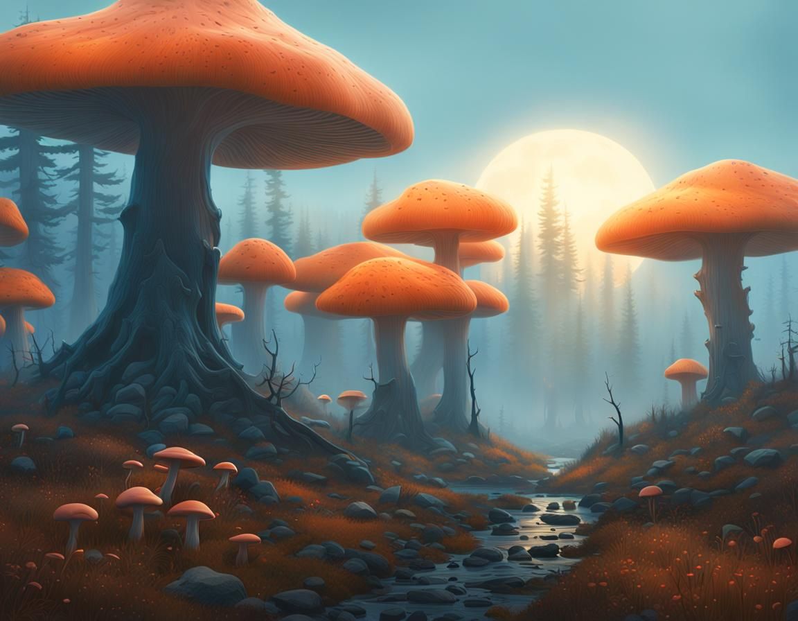 Glowing Mushroom Forest in Dreamlike Fantasy Style