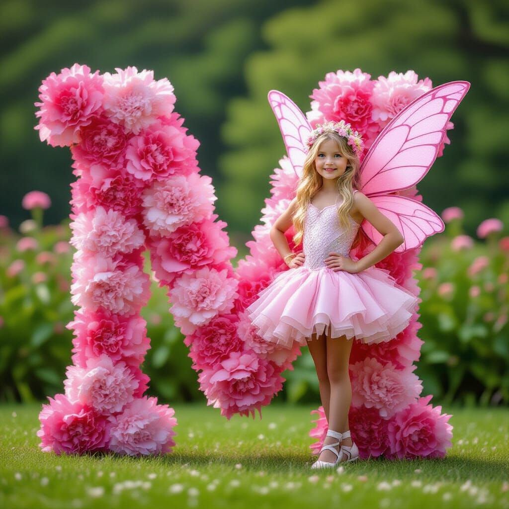 Pink Fairy by Carnation Letter M