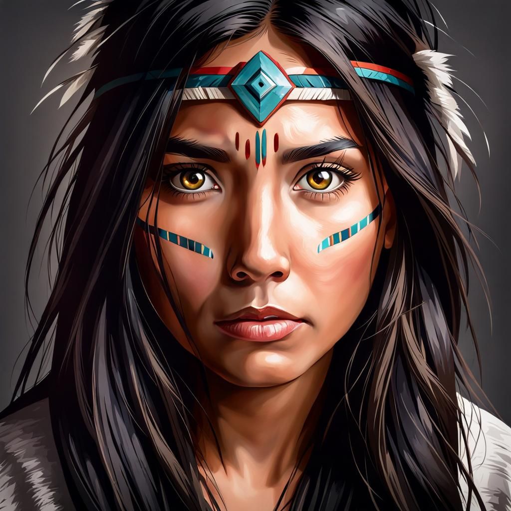 Surprised Native American Woman Portrait