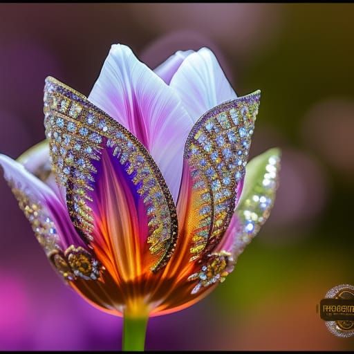 Intricate Crystal Tulip in Dynamic Lighting
