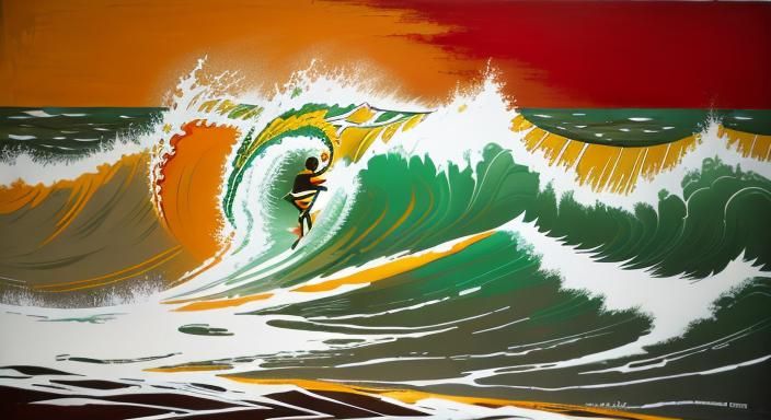 Abstract Reggae Masterpiece in Orange and Brown