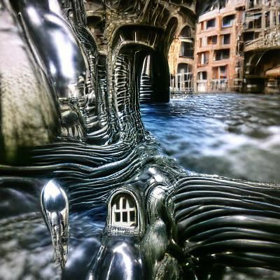 Surreal Biomechanical Townscape in Unreal Engine
