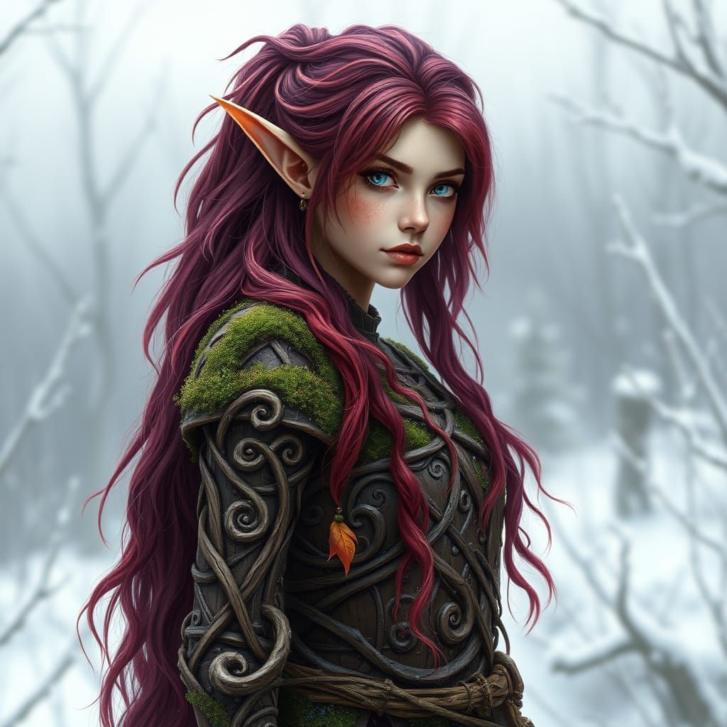 Ethereal Elven Druidess in Winter Armor