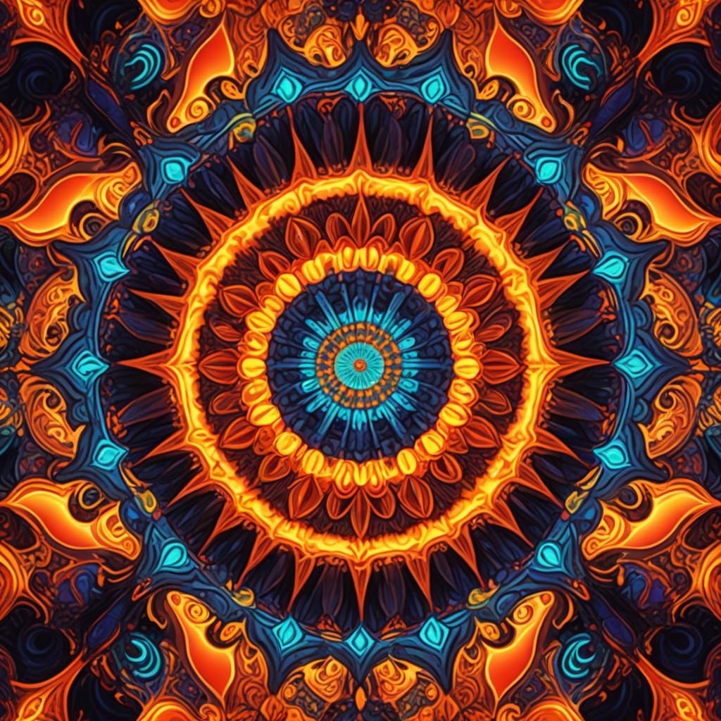 Psychedelic Fractal Art with Neon Glow