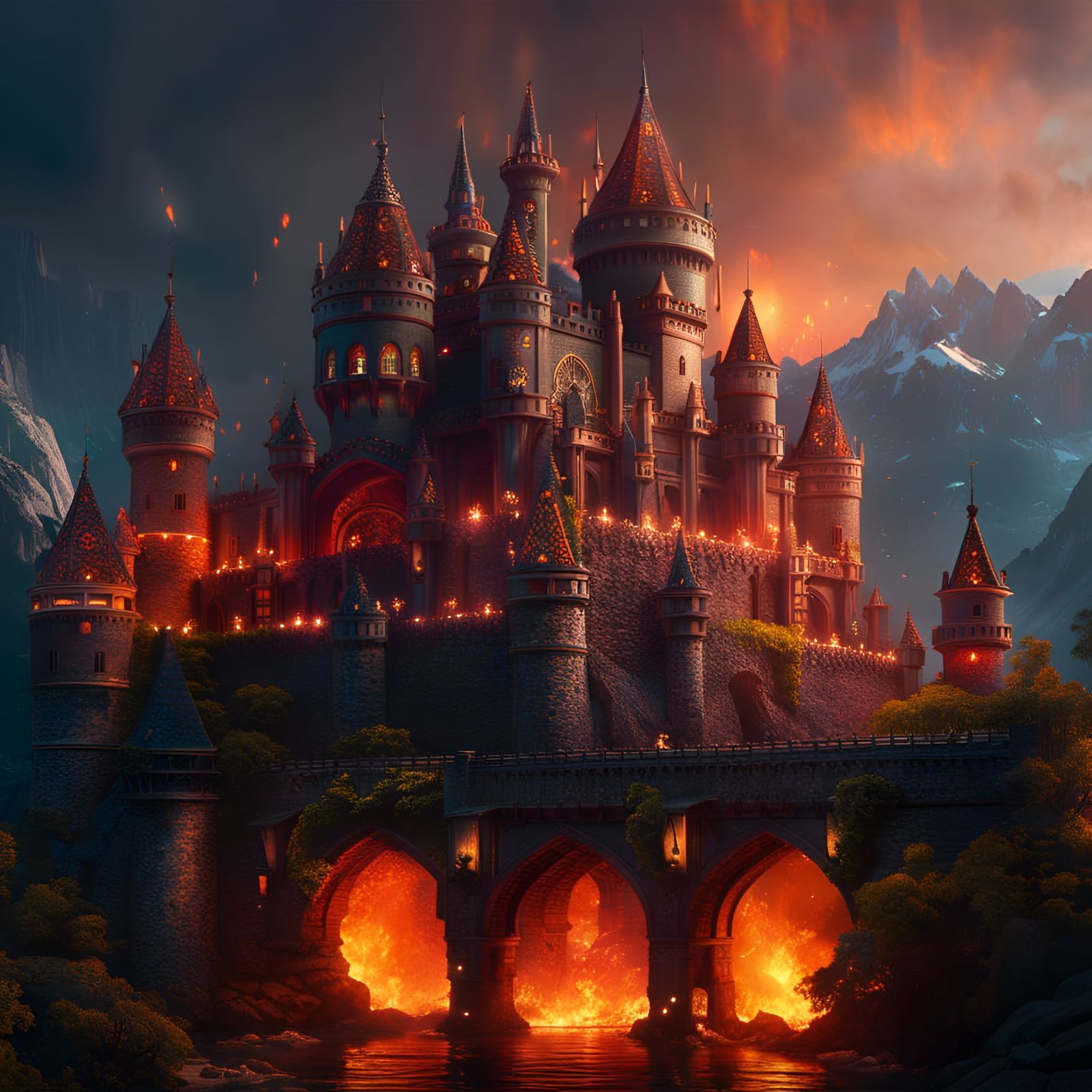 Fiery Castle: Detailed Matte Painting in Unreal Engine