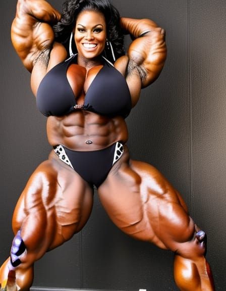 Voluptuous Bodybuilder Posing in Bikini