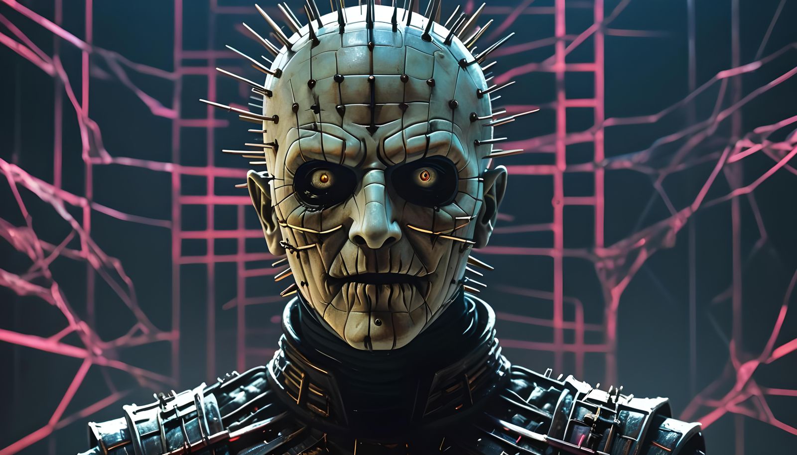 Pinhead in Synthwave Style: Hyperrealistic HDR Image
