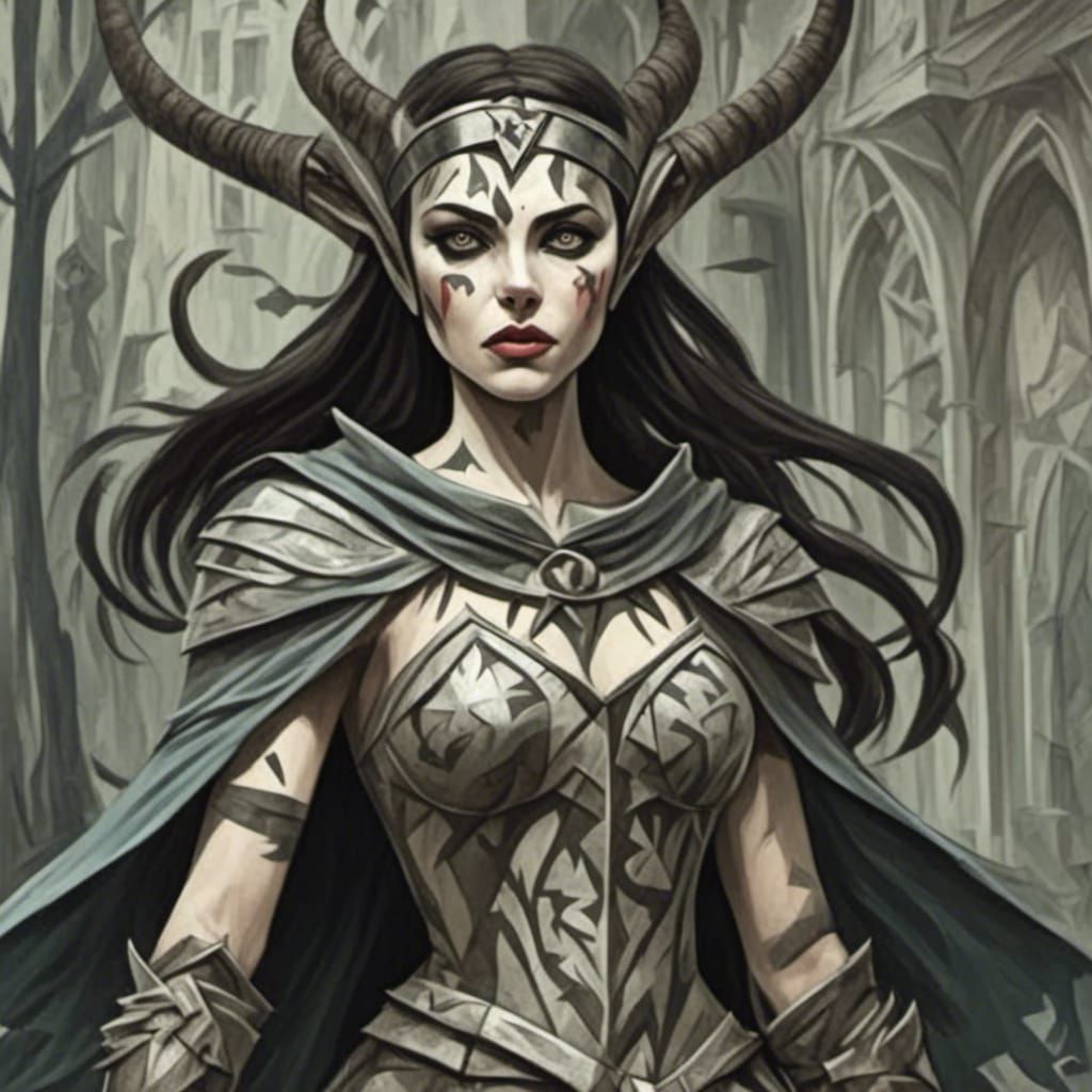 Stylized Maleficent Portrait with Strong Shadows