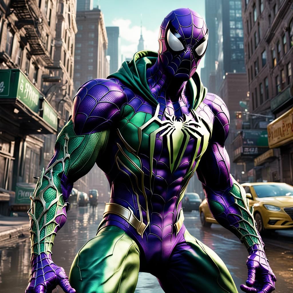 Spider-Man Venom in Hooded Green Suit