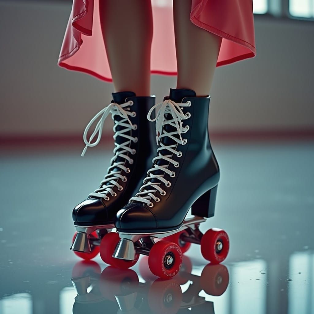 Woman's Elegant Ice Skates in Icy Winter Elegance